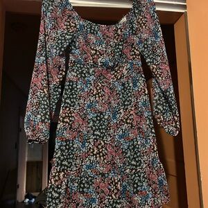 Rewind Floral Backless Dress - Black and Multicolor